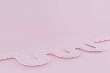 3d render, abstract path, pastel pink road, curvy step, minimal concept, soft visual, roadmap style, modern progress, clean journey, creative layout.