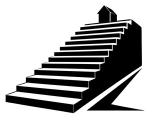 Monochrome Stairs Vector – Minimalist Staircase Icon Clipart
