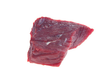 Raw beef on a white background