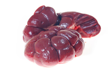 Cow kidneys on a white background