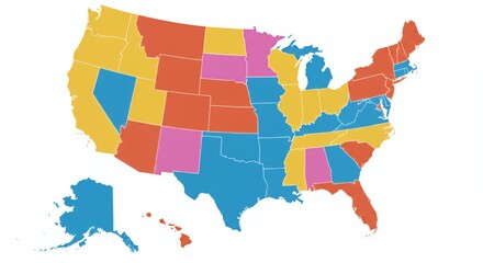 United States Map: Color-Coded State Data Visualization