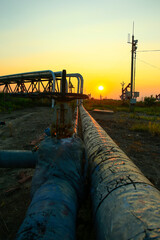 Oil pipeline, Oil and gas processing plant with pipe line valves