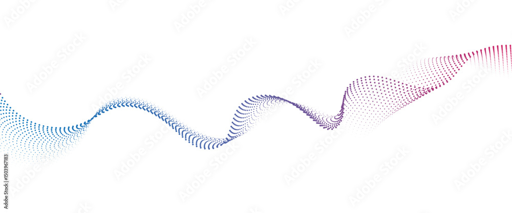Poster Flowing Dot Wave halftone gradient pattern on transparent background	