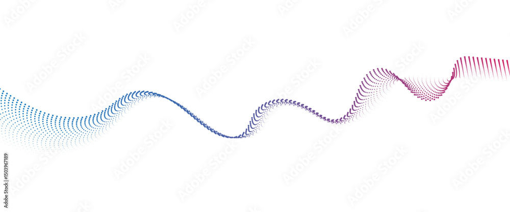 Poster Flowing Dot Wave halftone gradient pattern on transparent background	