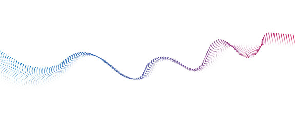 Flowing Dot Wave halftone gradient pattern on transparent background	