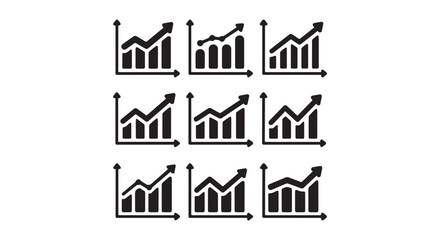 Fototapeta premium Collection of upward trending bar graph icons ideal for business presentations financial reports and website design.