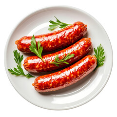 Delicious Grilled Sausages isolated on transparent background