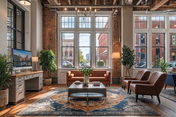 Fototapeta premium Stylish Modern Office Space in Historic Downtown Location