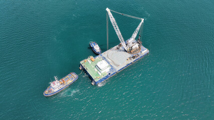 Aerial drone photo of Elefsina shipyard and refinery in West Attica, Greece