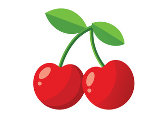 Obraz premium red cherry vector fresh cherry icon illustration.