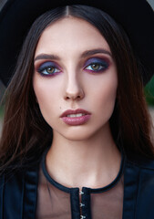 Close-up portrait of beautiful young girl