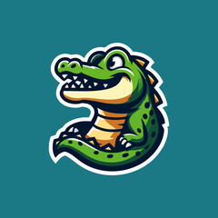 Modern Crocodile Mascot Cartoon Design for Gaming Esport Logo Animal Character Illustration Predator Fierce Angry Badge Emblem Avatar Cute Wild Reptile Vector Wildlife Symbol