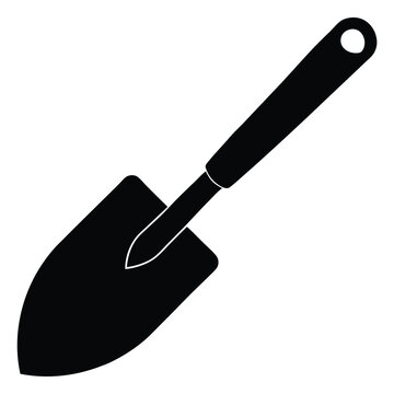 recommend clip art: Black Garden Trowel CloseUp View of Hand Gardening Tool on White Background