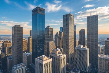 Fototapeta premium Stunning Cityscape of Impressive Skyscrapers in Downtown Commercial District