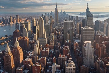 Fototapeta premium Discovering the Thrilling Skyline of New York City in 1938