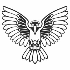 Bird icon with wing spread and beak sharp outline