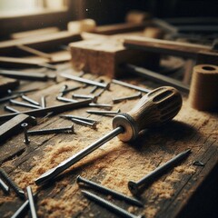 screwdriver on workbench