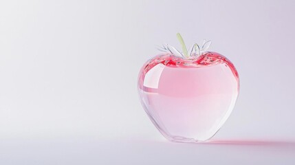 3d rendering of a glass apple. the apple is in the shape of a heart and is filled with a pink liquid. the liquid appears to be a smooth, creamy texture.