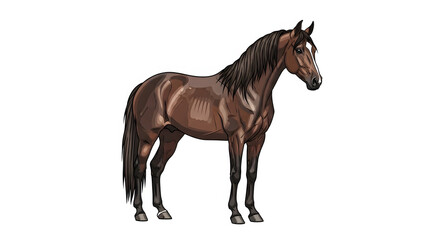 Obraz premium Brown Horse Standing Isolated on White Background