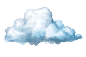 Watercolor cloud illustration fluffy white and blue on transparent background png cutout