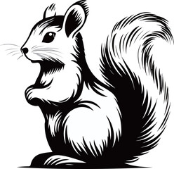 Fototapeta premium Adorable Monochrome Forest Animal Drawing