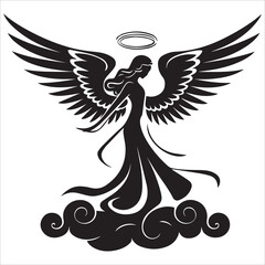 Fototapeta premium guardian angel silhouette vector
