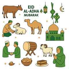 Eid al Adha Vector Elements. Islamic and Traditional Theme