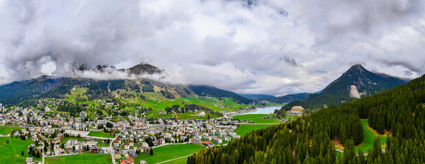 famous swiss town of davos panorama