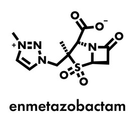Enmetazobactam antibiotic adjuvant drug molecule. Skeletal formula.