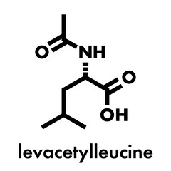 Levacetylleucine Niemann-Pick disease type C drug molecule. Skeletal formula.
