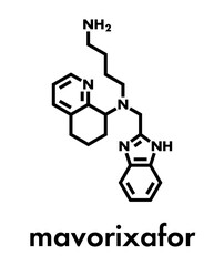 Mavorixafor WHIM syndrome drug molecule. Skeletal formula.