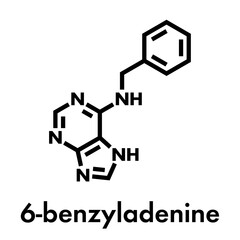 6-Benzyladenine plant growth regulator molecule. Skeletal formula.