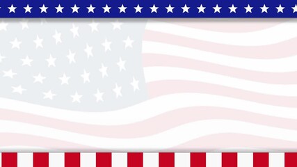Clean patriotic background featuring a subtle waving American flag and red-white-blue borders. Ideal for 4th of July, Independence Day events, political campaigns, or national presentations.