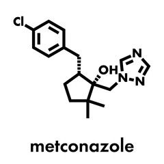Metconazole triazole fungicide molecule. Skeletal formula.