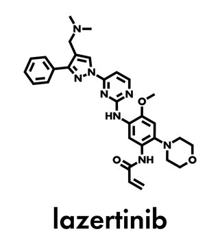 Lazertinib cancer drug molecule. Skeletal formula.