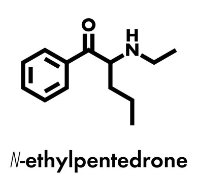 N-Ethylpentedrone synthetic cathinone drug molecule. Skeletal formula.