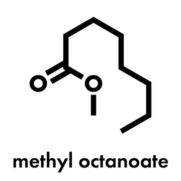 Methyl octanoate insect attractant and pesticide molecule. Skeletal formula.