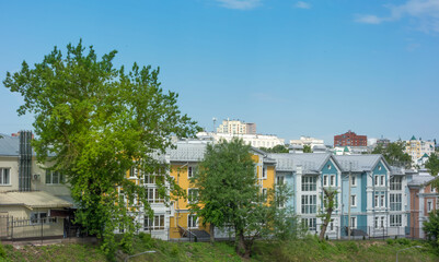 Residential complex, colorful houses in a small town