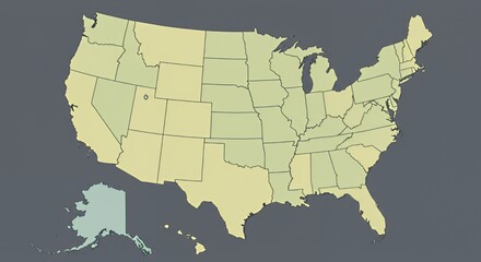 Obraz premium United States Map: A Detailed Cartographic Representation of the Fifty States and Territories