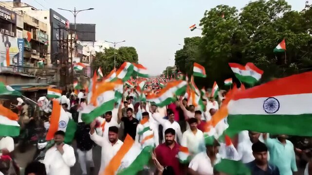 Massive Indian Flag Rally: A Sea of Saffron, White, and Green
