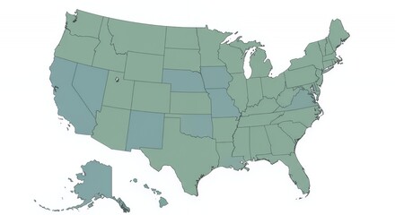 Obraz premium United States Map: A Geographic Representation of the Fifty States