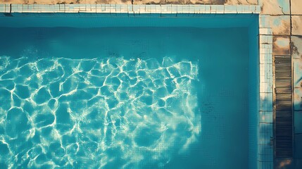 Blue ceramic tiles under clear pool water, perfect for seamless water textures, vacation graphics, and poolside content.
