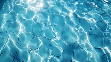 Blue ceramic tiles under clear pool water, perfect for seamless water textures, vacation graphics, and poolside content.