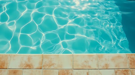 Blue ceramic tiles under clear pool water, perfect for seamless water textures, vacation graphics, and poolside content.