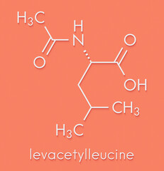 Levacetylleucine Niemann-Pick disease type C drug molecule. Skeletal formula.
