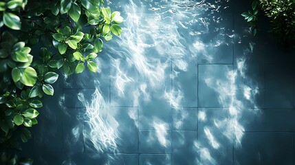 Underwater pool tile texture with moving reflections, great for luxury visuals, resort promotions, and calm aqua aesthetics.