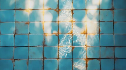 Underwater pool tile texture with moving reflections, great for luxury visuals, resort promotions, and calm aqua aesthetics.