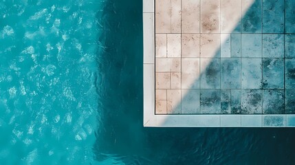 Underwater pool tile texture with moving reflections, great for luxury visuals, resort promotions, and calm aqua aesthetics.