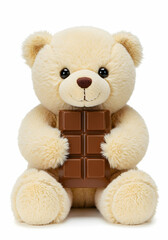Adorable Teddy Bear with Chocolate Bar