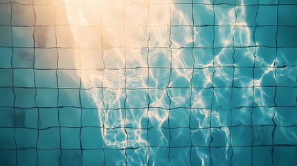 Underwater pool tile texture with moving reflections, great for luxury visuals, resort promotions, and calm aqua aesthetics.